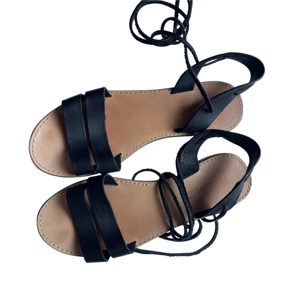 Madewell Womens Black Leather Lace-Up Sandals Size 7 - Picture 2 of 5